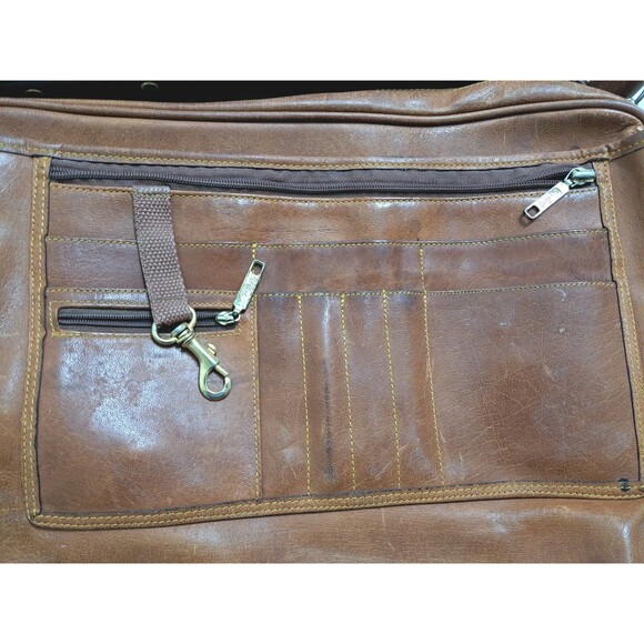 Eddie Bauer Brown Leather Shoulder Strap Messenger Bag Laptop Briefcase 14"x16" - Picture 5 of 10